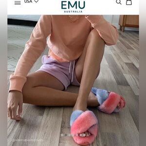 Emu Multicolor Pastel Sheepskin Slide Slippers